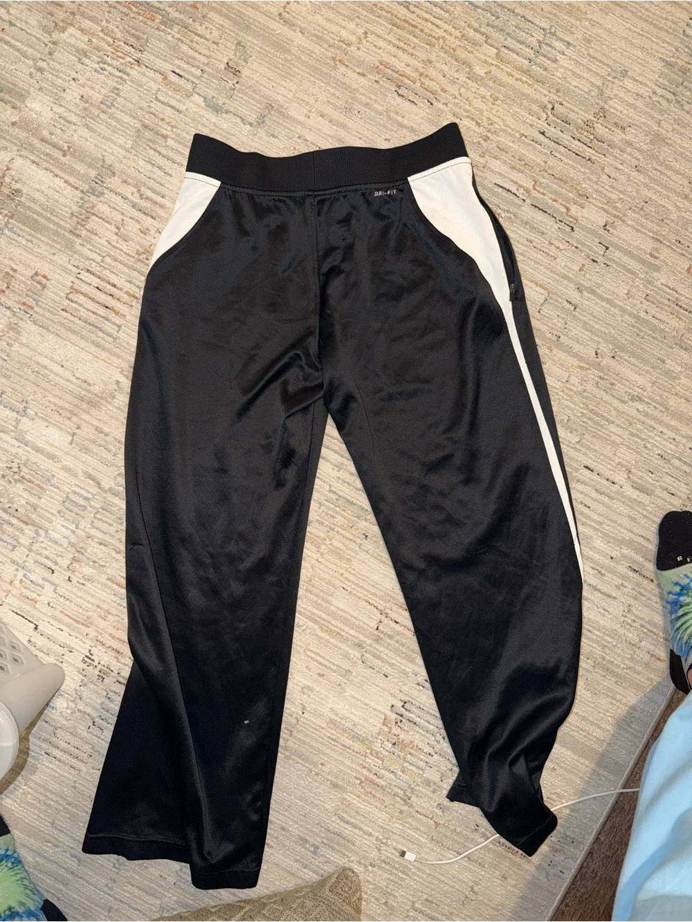 Nike Adult Black Joggers with White Side Stripes